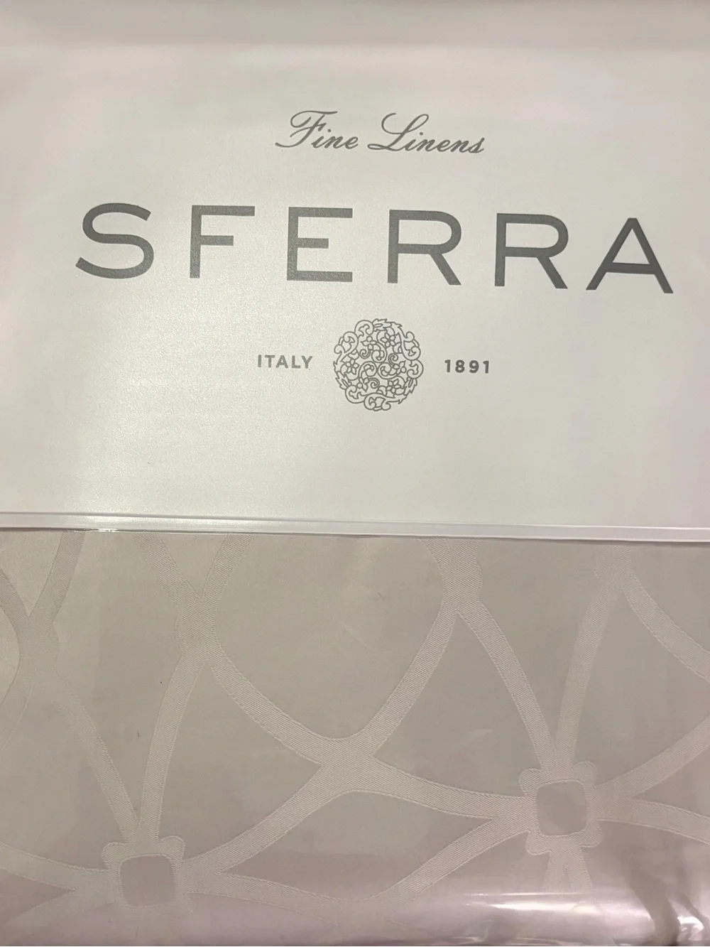 SFERRA Cream Jacquard Duvet Cover with Subtle Geometric Motif